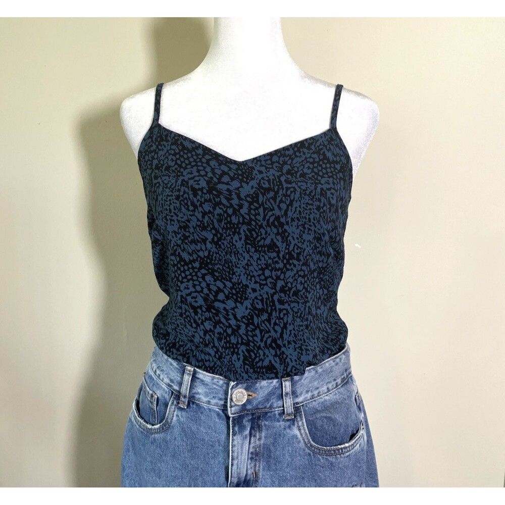 Pepe Jeans Women's Animal Print Blue Black Top Lined Size XS Festival Casual
